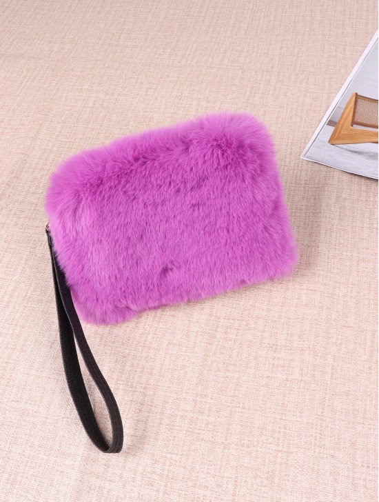 Rectangular Plush Purse W/ Strap